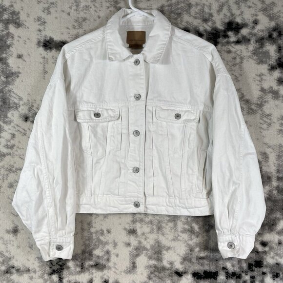 American Eagle Tomgirl Denim Jacket Womens Size‎ Extra Small Cropped Long Sleeve - Picture 1 of 12